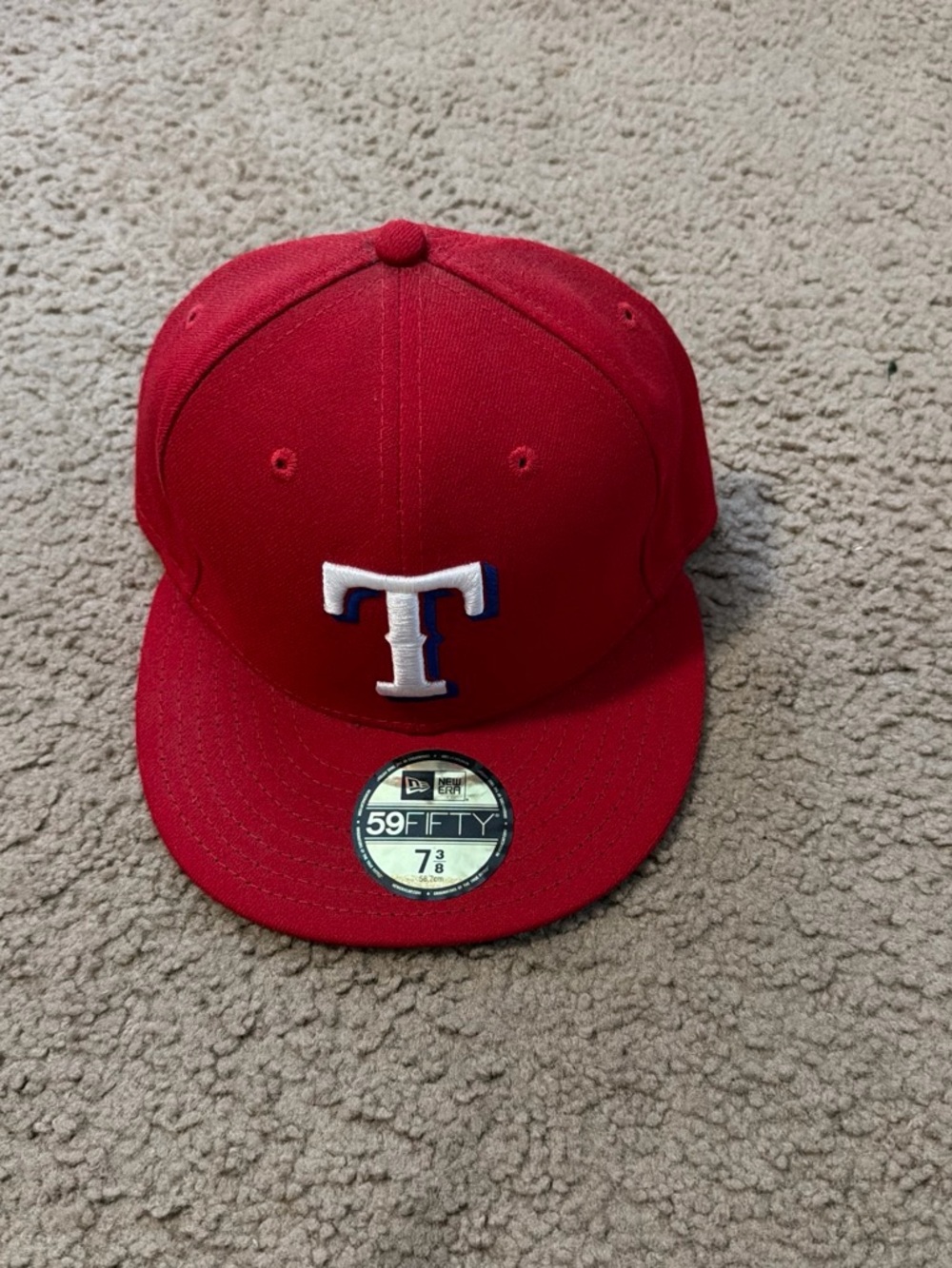 New Era Red & White Texas Rangers 59FIFTY Fitted Hat